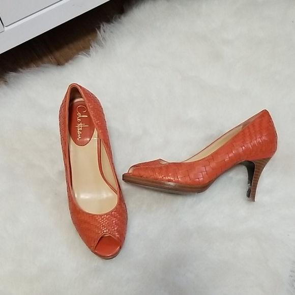 Cole Haan NikeAir woven leather peeptoe heel 9B - Picture 16 of 16